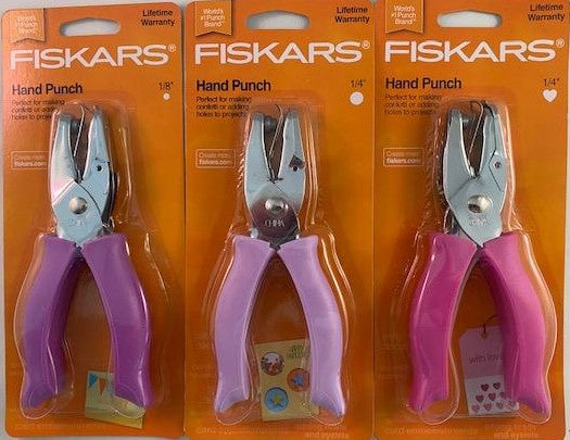 Fiskars 123720-1003 3pc Hand Punch Set Heart and Circle's