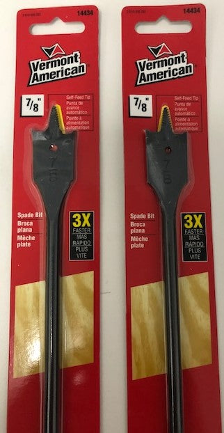 Vermont American 14434 7/8" x 16" Extra long Self feed Spade Bit 2 pcs