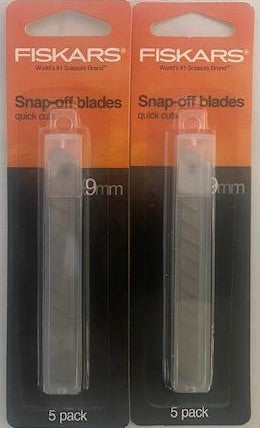 Fiskars 144760-1001 9mm Snap-Off Utility Blade, 2 - 5 Packs
