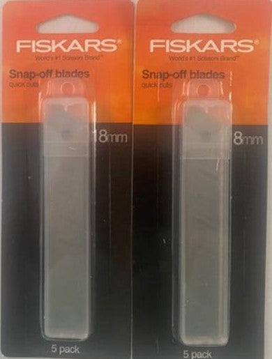 Fiskars 144770-1001 18mm Snap-Off Utility Blade, 2 - 5 Packs