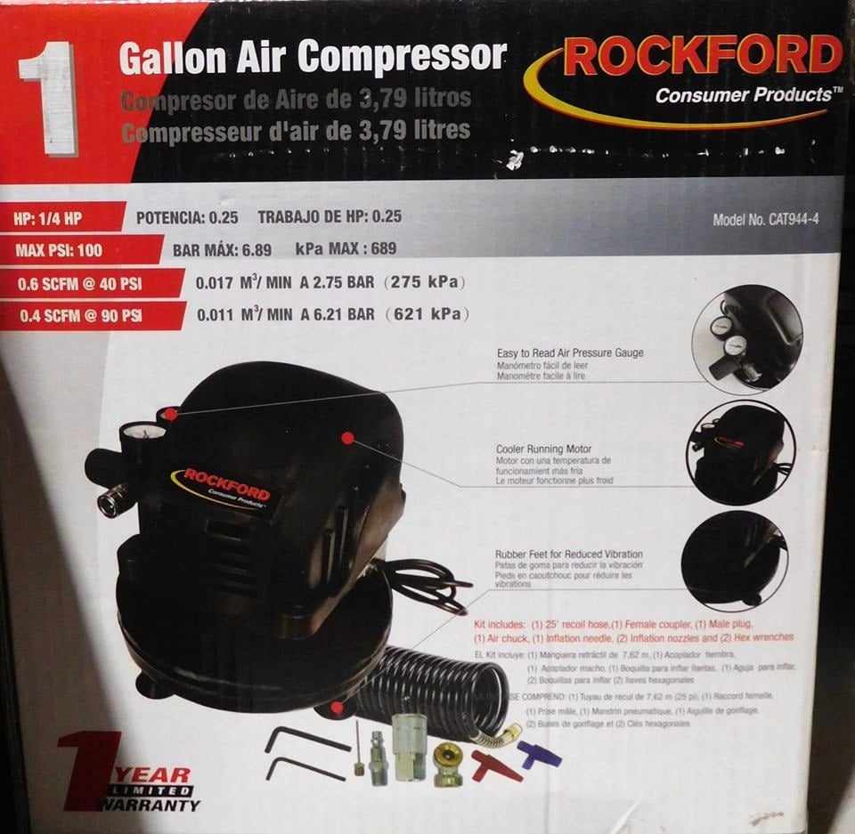 Rockford cat944-4 1 Gallon Light Duty Air Compressor NEW