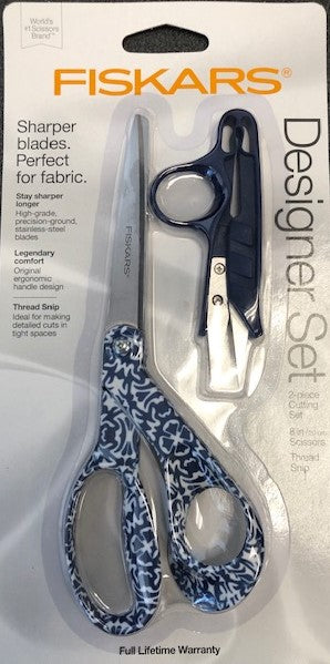 Fiskars 154162-1018 Designer 2 Piece Cutting Set 8" Scissors & Thread Snip