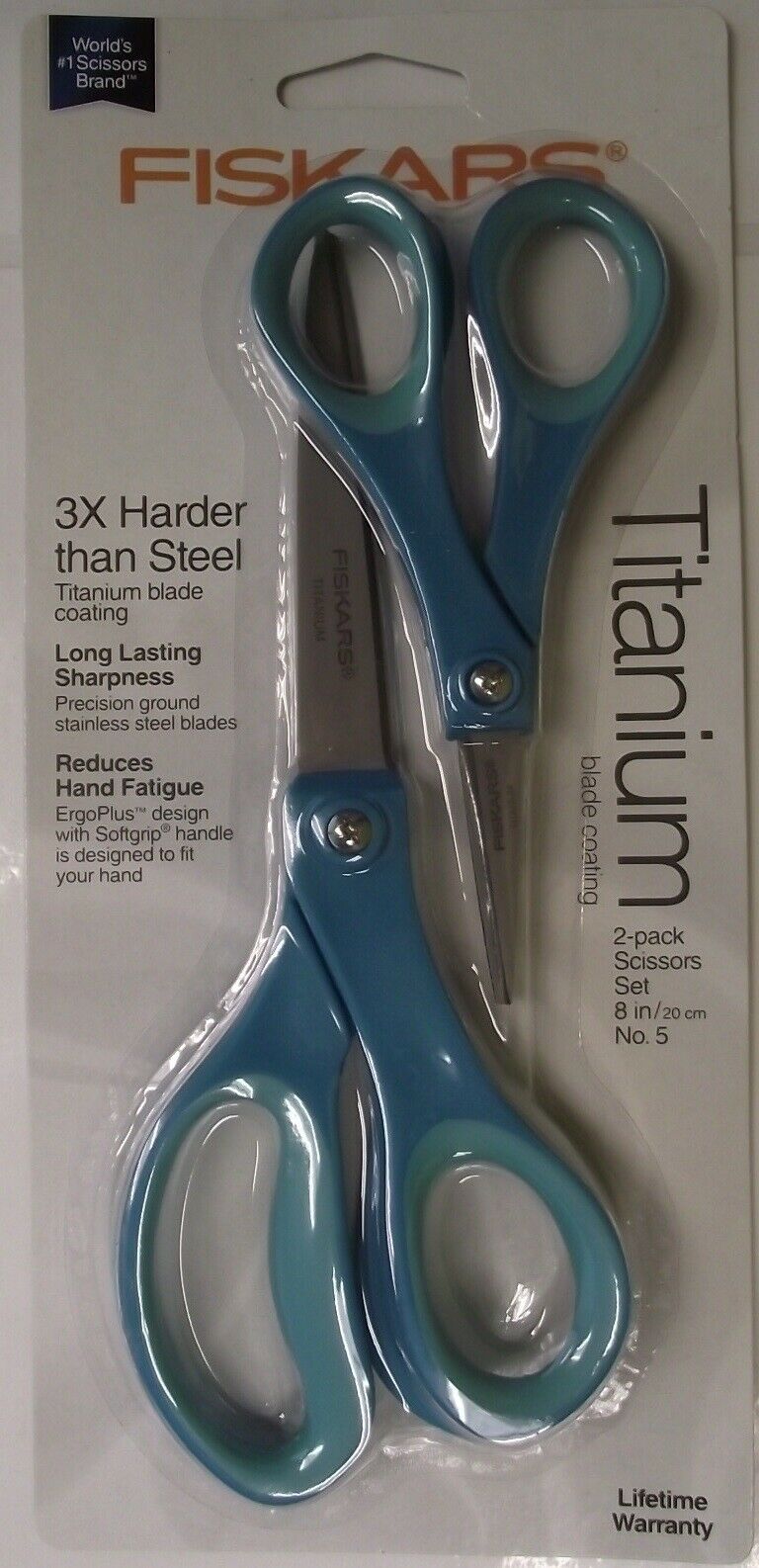FISKARS 157680-1004 DESIGNER SCISSORS TITANIUM BLADES SET OF 2 - 8" & 5"