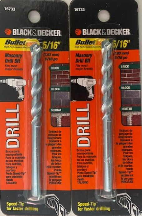 Black and Decker 16733 5/16" Masonry Drill Bit 2pcs.