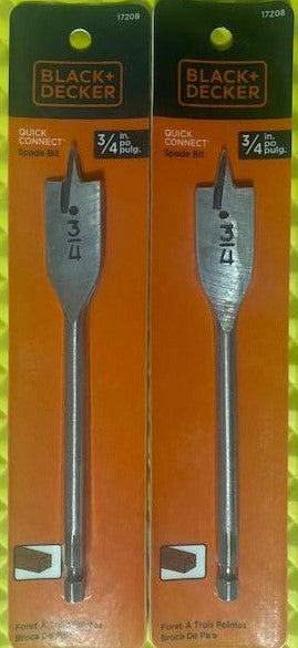 Black & Decker 17208 3/4" Wood Boring Spade Drill Bit 2pcs.