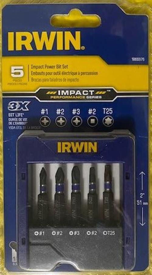 Irwin 1866976 Impact Performance Series 5 Piece Power Bit Set