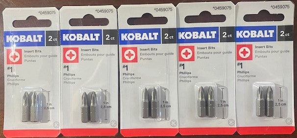 Kobalt 0459075 #1 Phillips 1" Insert Bits 5 packs of 2