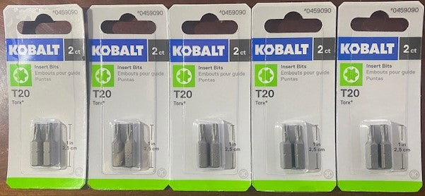 Kobalt 0459090 T20 Torx Bits x 1" 5 packs of 2