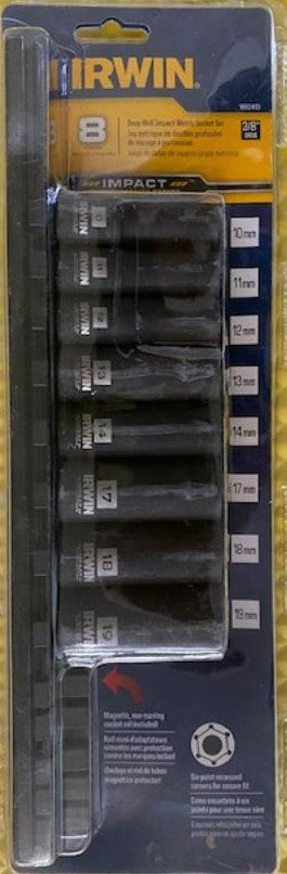 Irwin 1882413 3/8" Drive 8 Piece Deep Well Impact Metric Socket Set