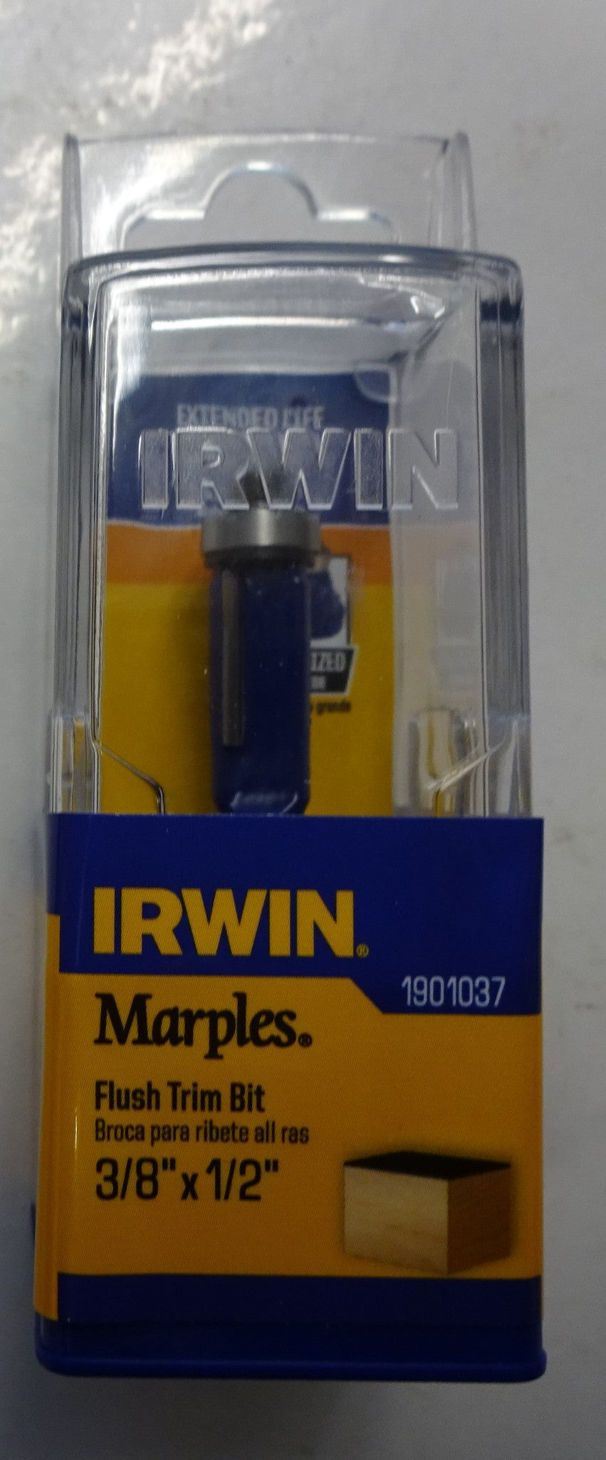 Irwin Marples 1901037 Laminate Flush Router Bit With 3/8" X 1/2", 1/4" Shank