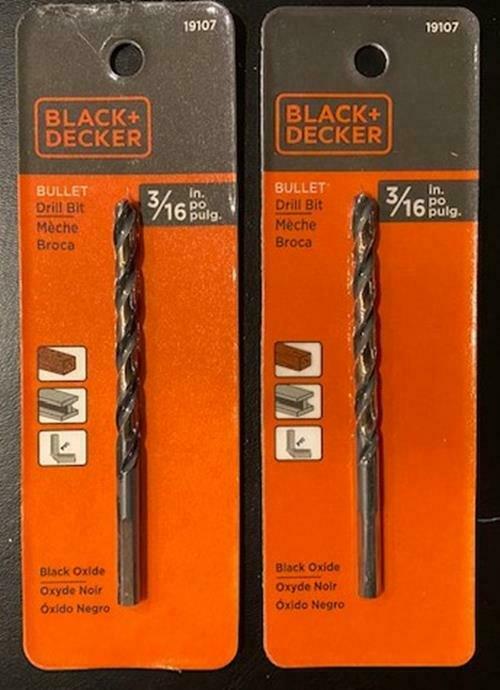 Black & Decker # 19107 3/16" HSS Premium Bullet Drill Bit 2pcs.