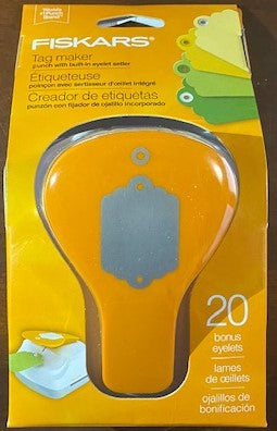 Fiskars 197580-1002 Tag Maker Punch with Built-in Eyelet Setter + 20 Eyelete