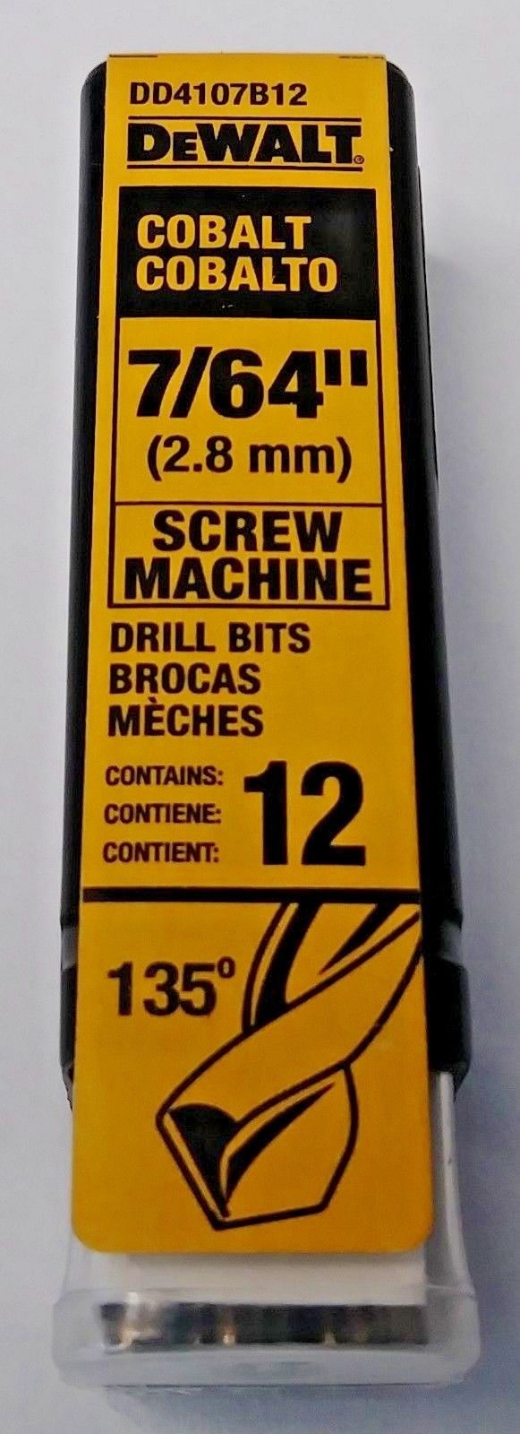 Dewalt DD4107B12 7/64" Cobalt Screw Machine Drill Bits 12 Pack Germany