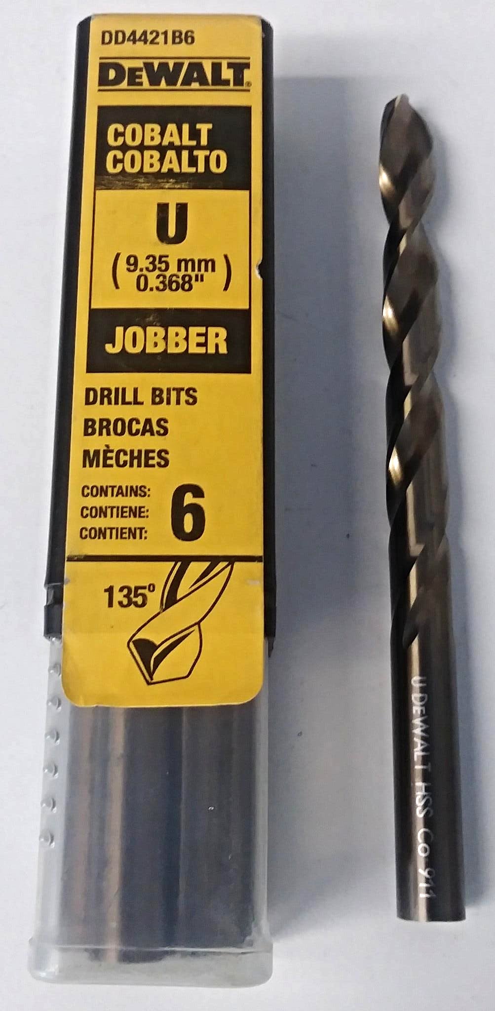 Dewalt DD4421B6 Letter U Cobalt Jobber Drill Bits 6 Pack Germany