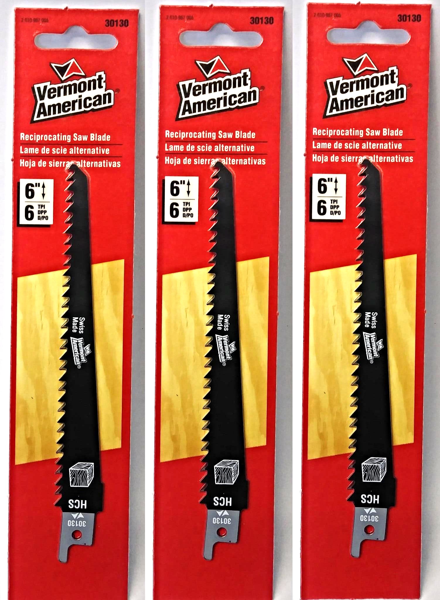 Vermont American 30130 6" x 6 TPI HCS Reciprocating Saw Blade (3 Packs)