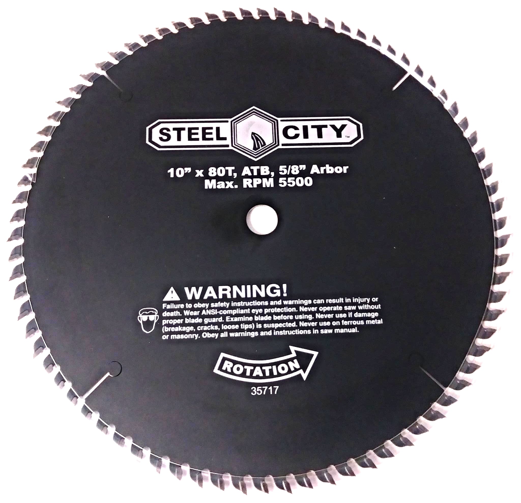 Steel City 35717 10" x 80 Tooth Cut-Off Carbide Tipped Saw Blade