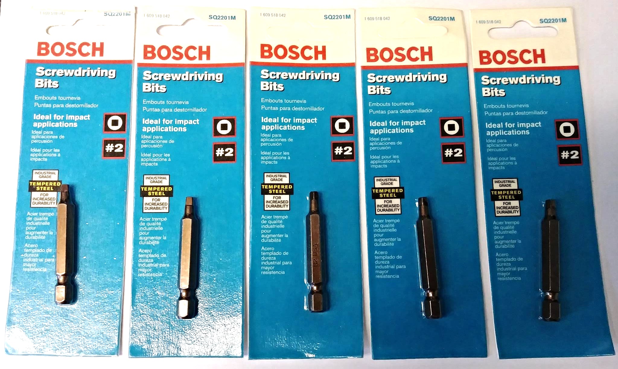 Bosch SQ2201M #2 Square 2" Screwdriving Bits USA (5 Packs)