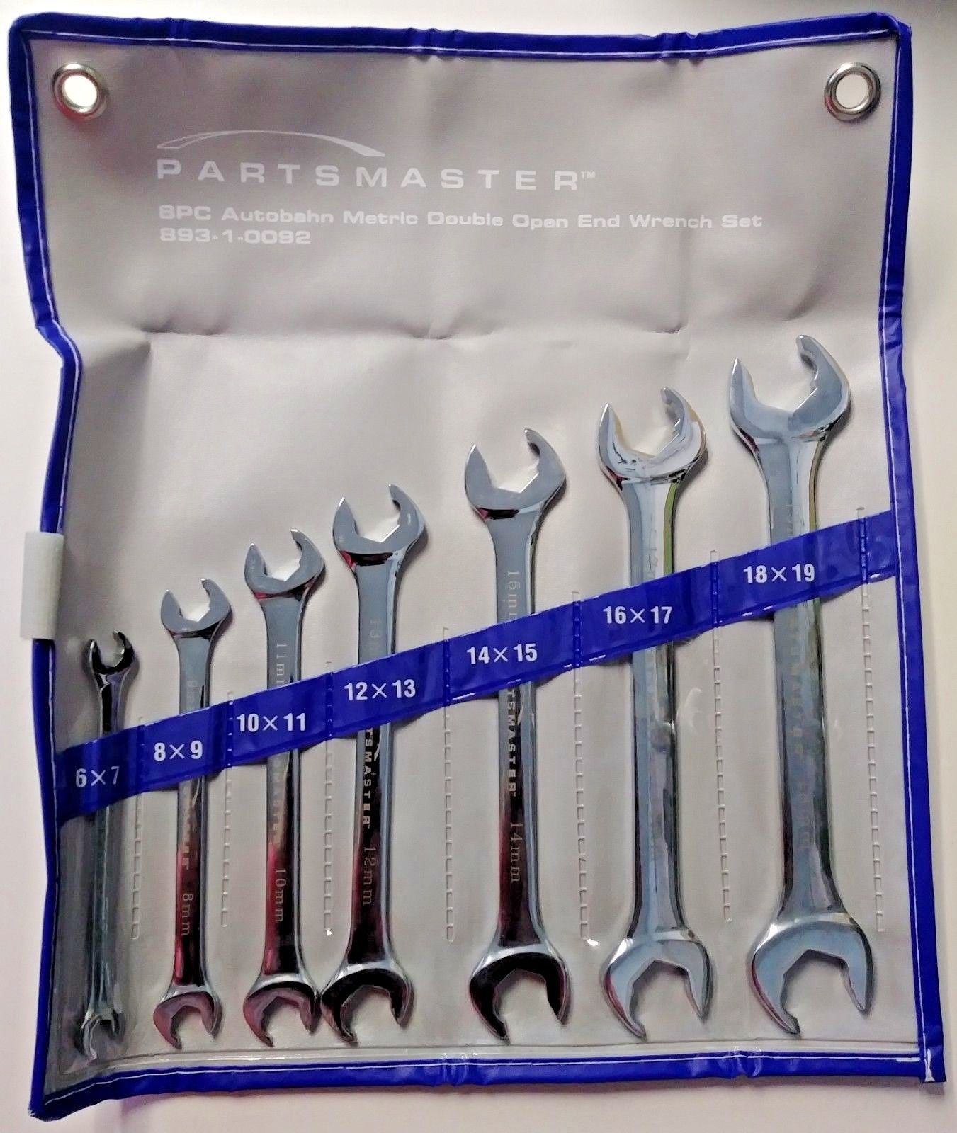 Partsmaster 893-1-0092 8 Piece Autobahn Metric Double Open-Ended Wrench Set