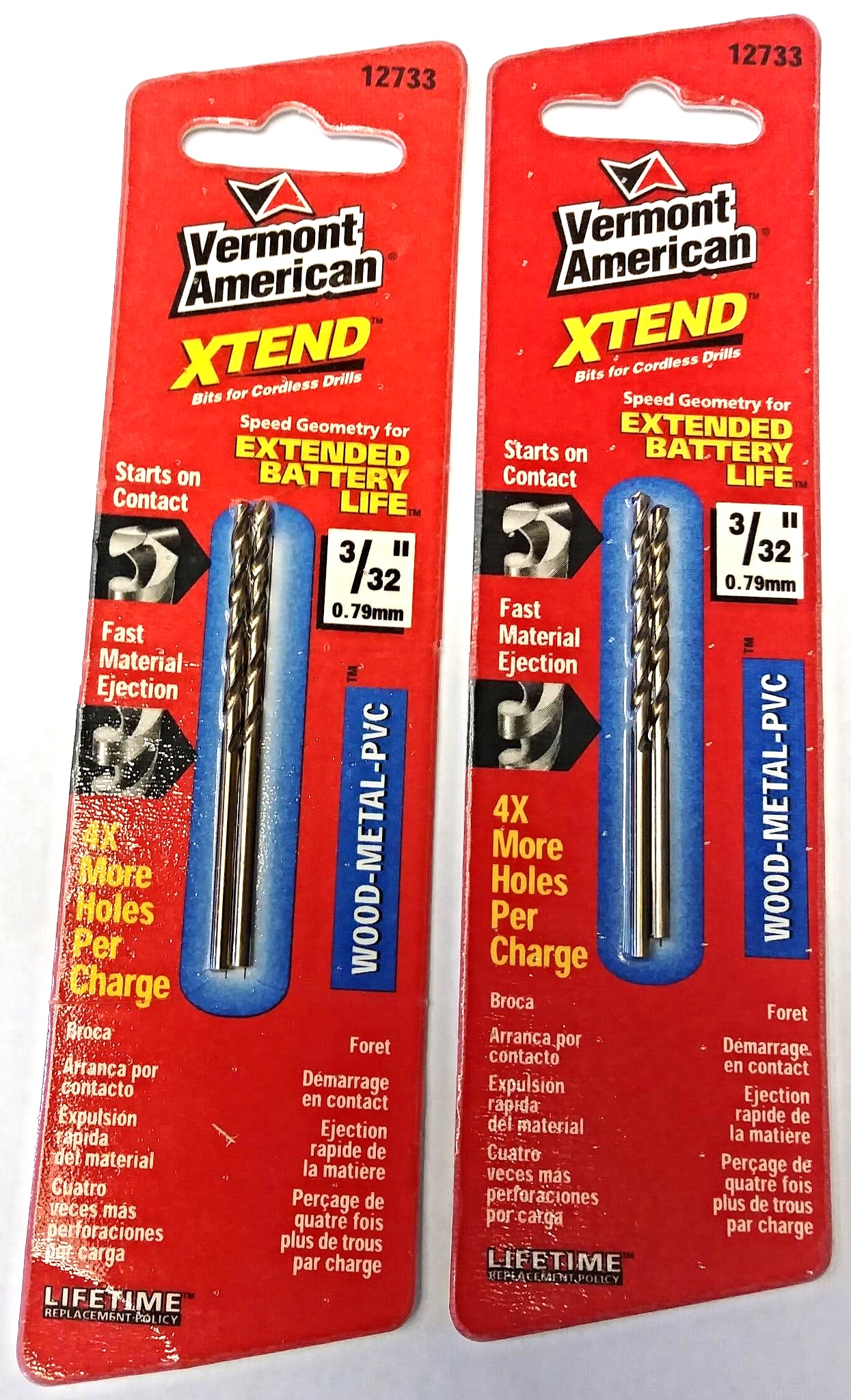 Vermont American 12733 3/32" XTEND Fractional Drill Bits (2 Packs of 2)