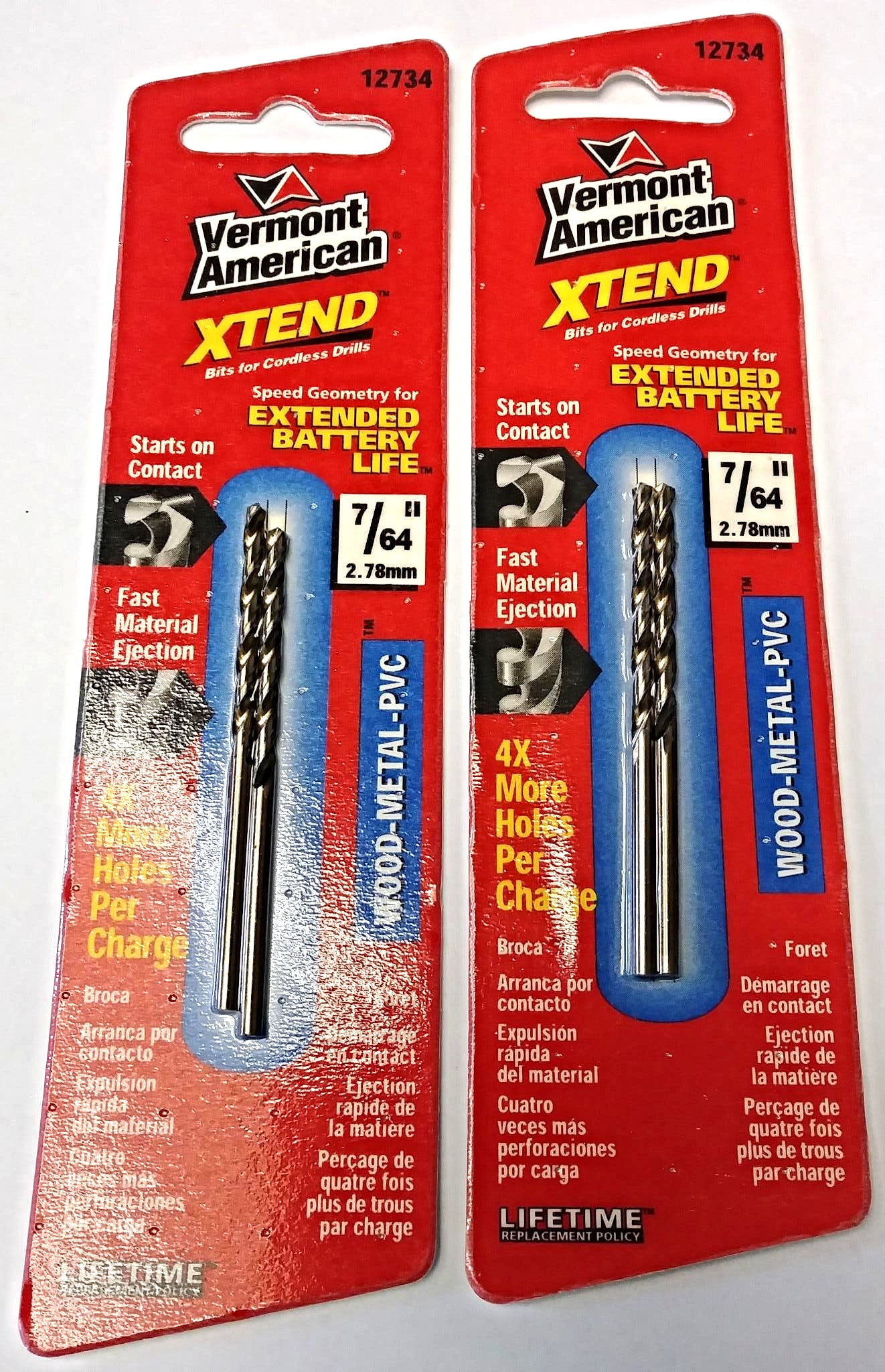 Vermont American 12734 7/64" XTEND Fractional Drill Bits (2 Packs of 2)