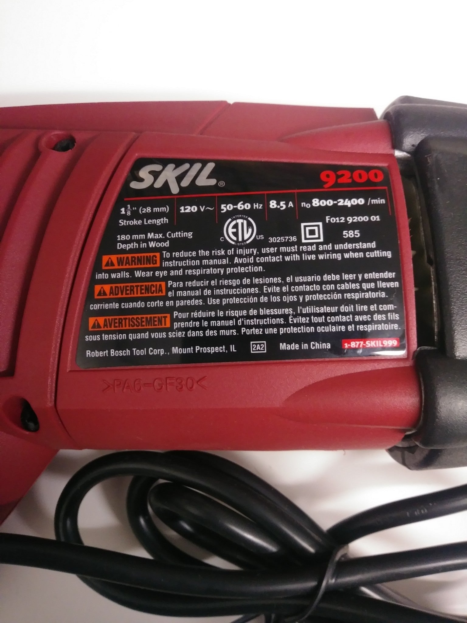 SKIL 9200-02-RT 8.5 Amp Variable Speed Reciprocating Saw (Factory Reconditioned)