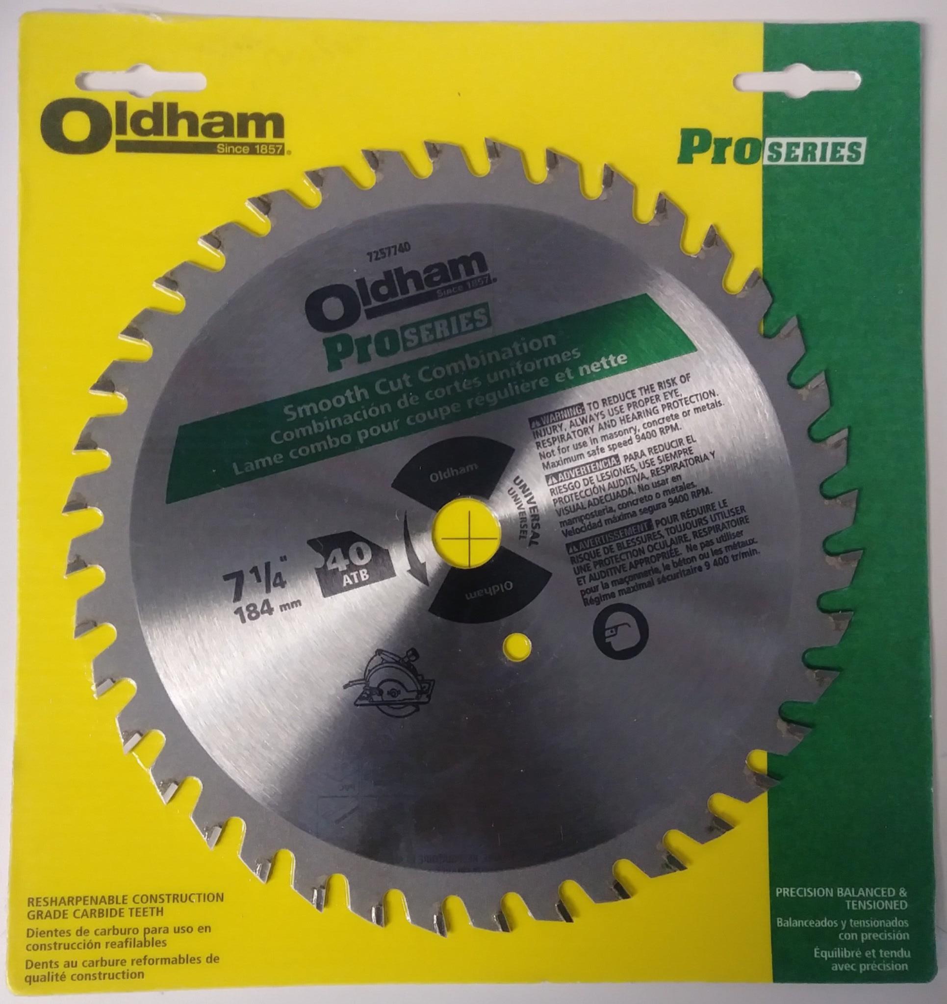 Oldham Pro Series 7257740 7-1/4" x 40 ATB Smooth Cut Combination Saw Blade USA