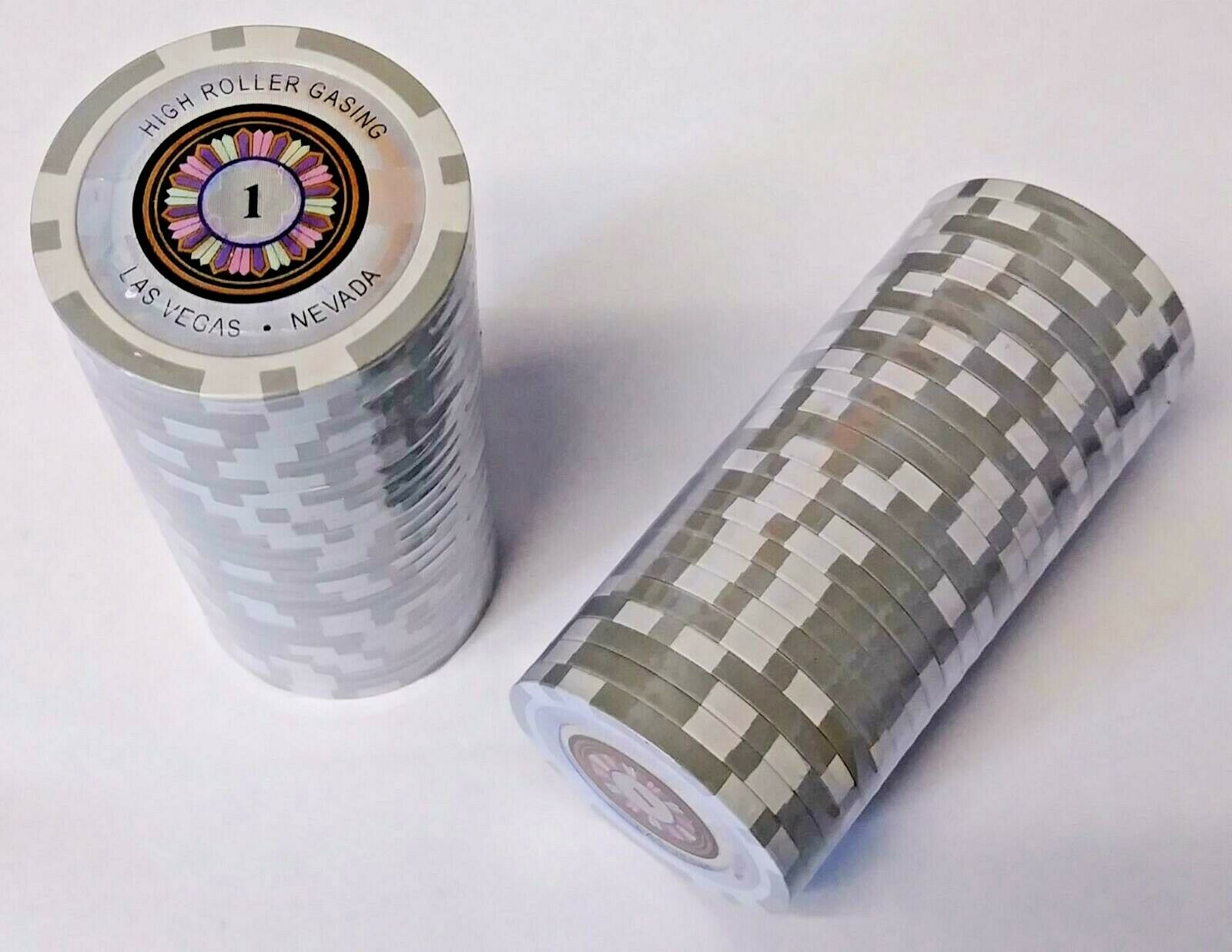 XD-37 Silver 1$ High Roller Hologram Casino Poker Chips 50pcs