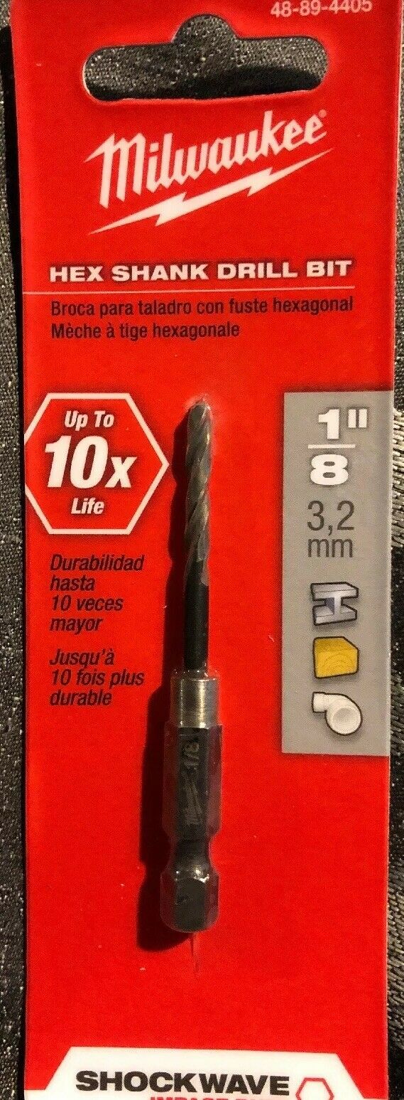 Milwaukee 48-89-4405 Shockwave Impact Duty 1/8" Black Oxide Hex Drill Bit (Milwa