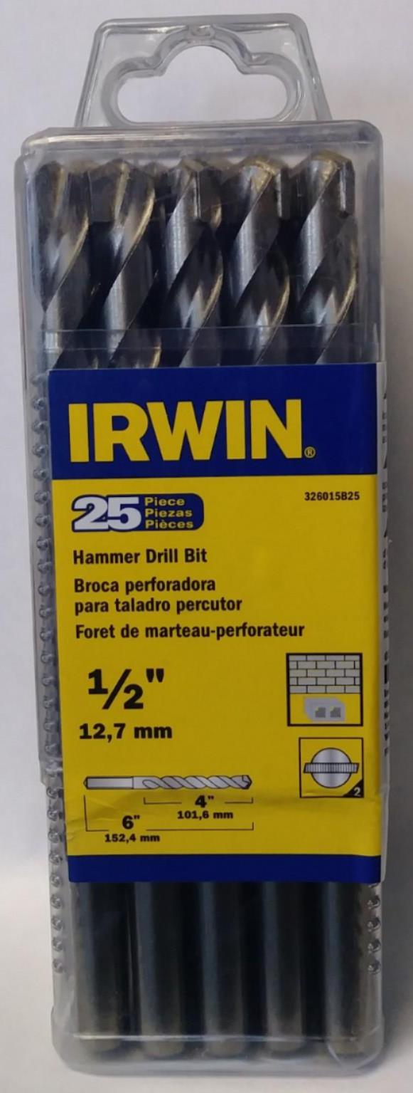 Irwin 326015 1/2" x 4" x 6" Hammer Drill Bit 22 Pack