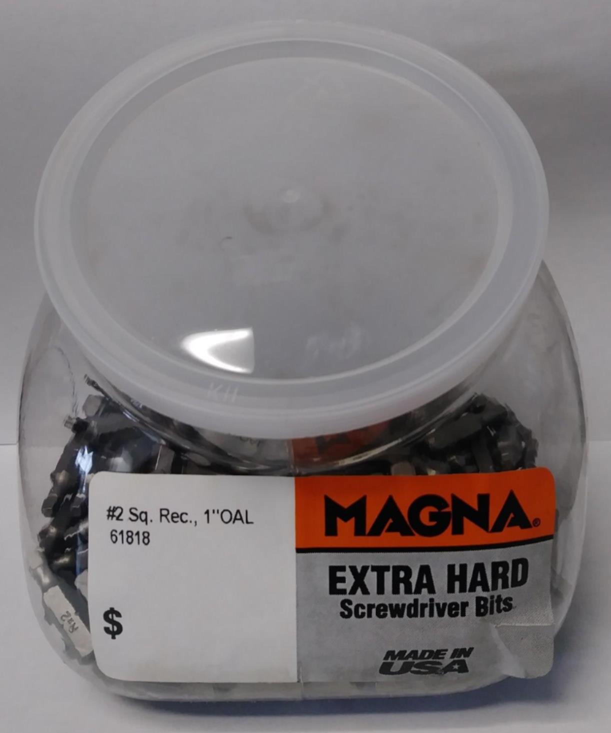 Magna 18182 #2 x 1" Extra Hard Square Recessed Bit 250 Pack USA