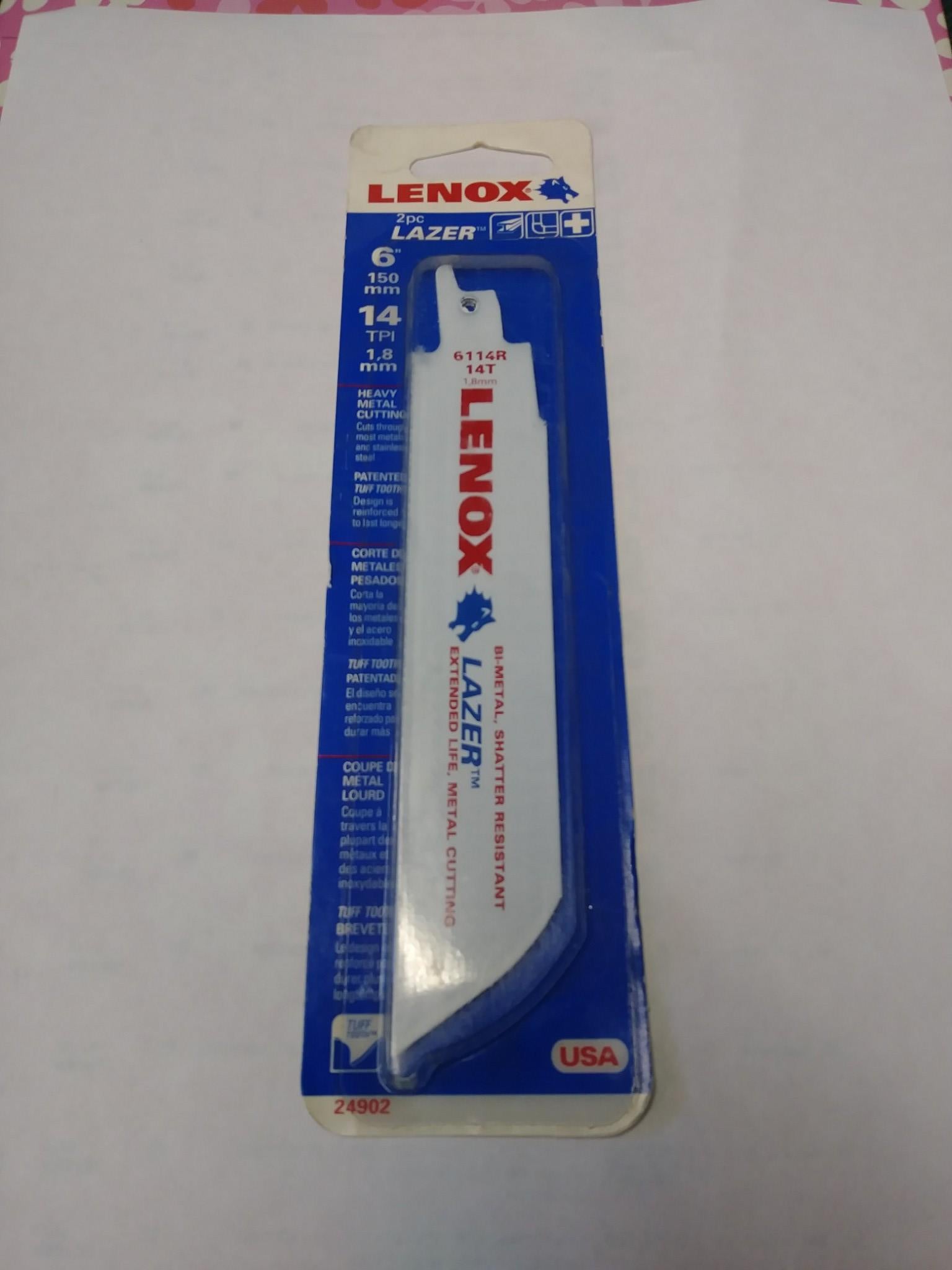 Lenox 24902 6" x 14 TPI Bi-Metal Metal Cutting Reciprocating Blades 2 Pack USA