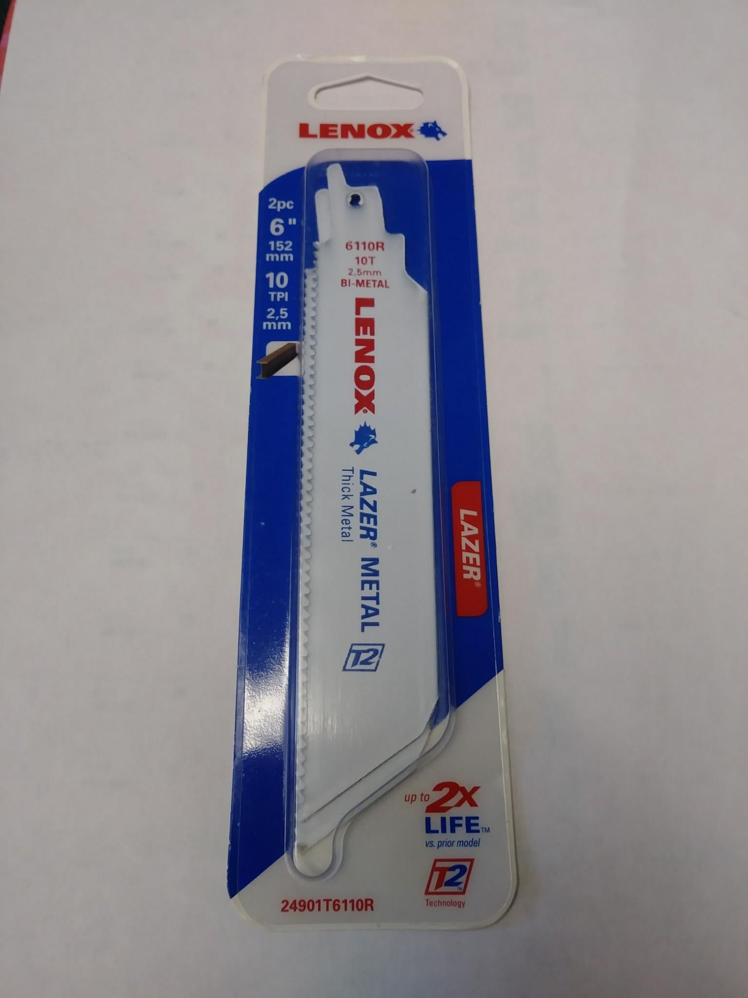Lenox 24901T6110R 6" x 10 TPI Thick Metal Reciprocating Blades 2 Pack USA