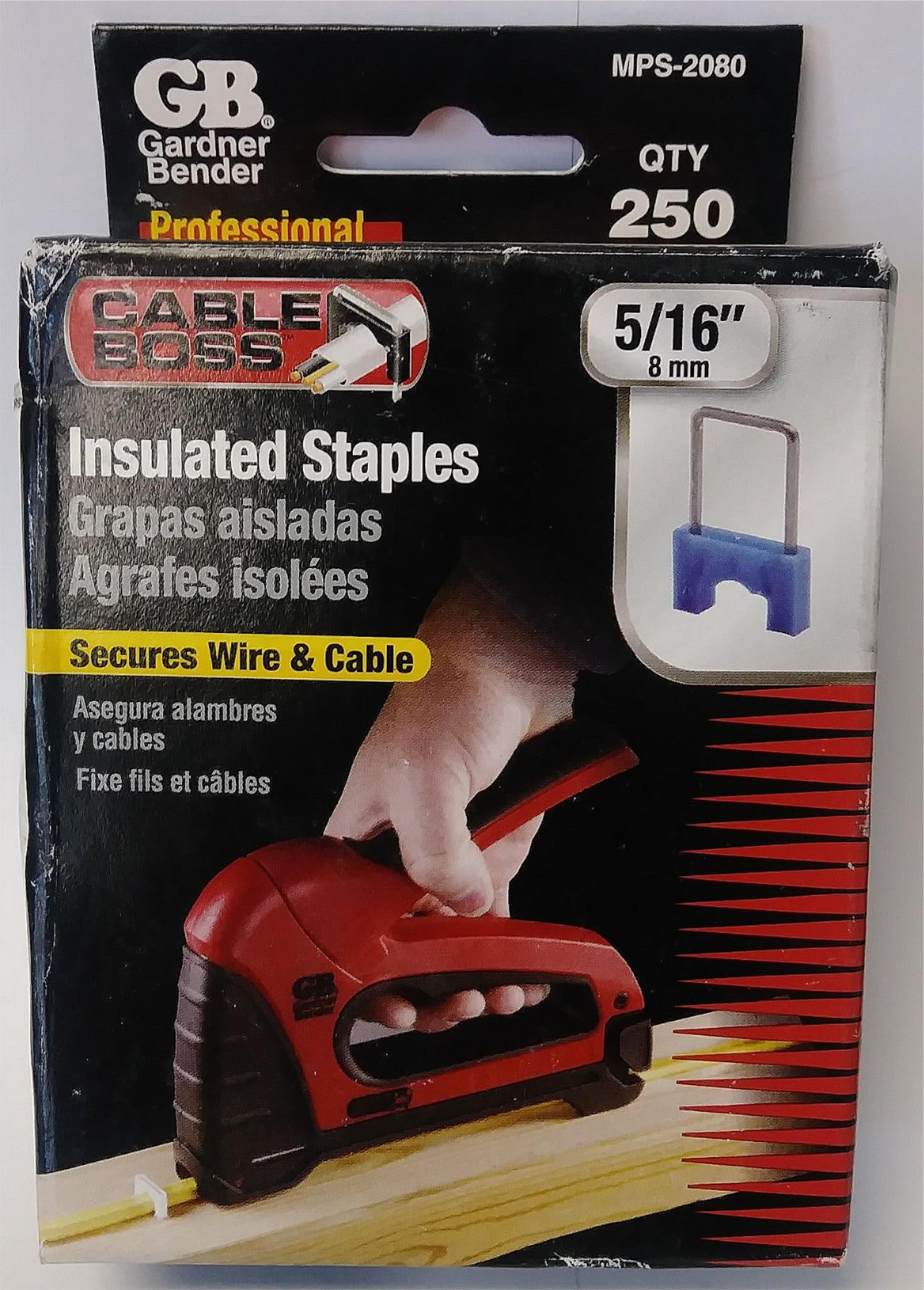 Gardner Bender Cable Boss MPS-2080 5/16" Insulated Blue Staples 250 Pack