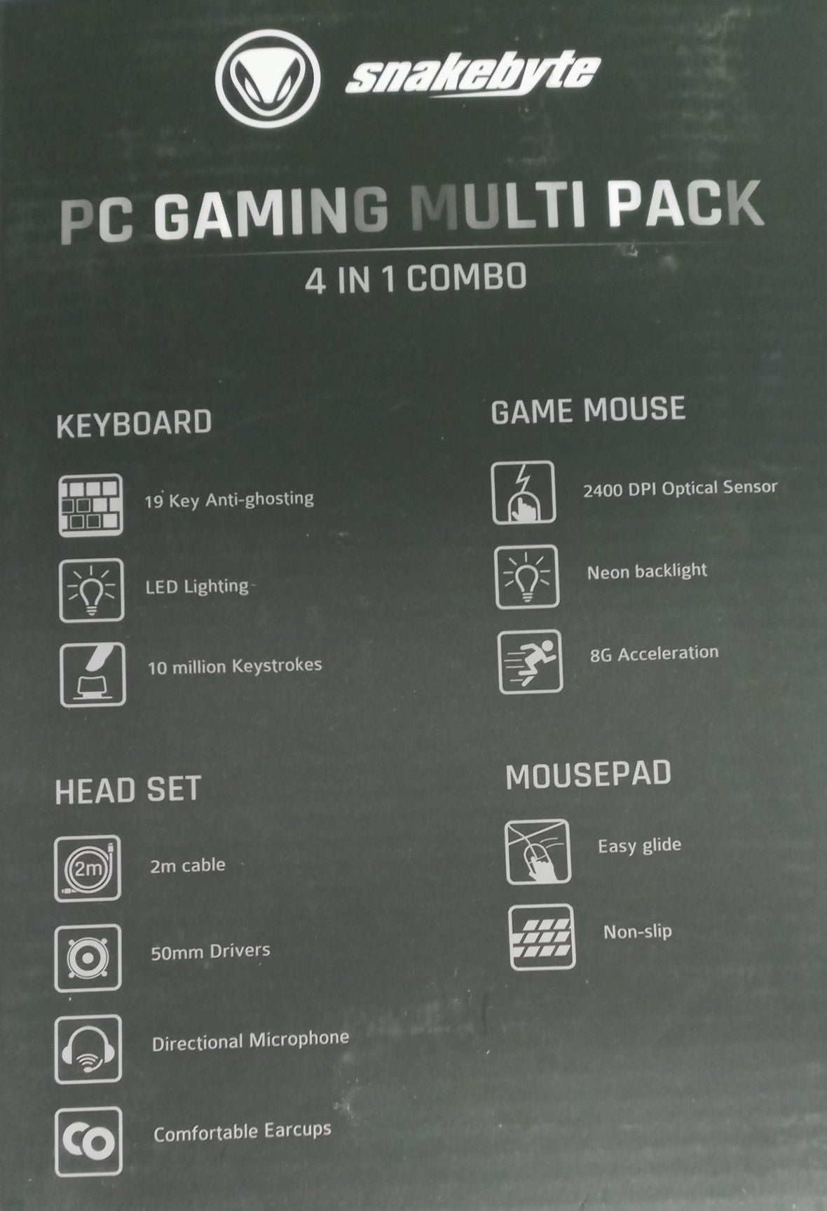 Snakebyte Keyboard And Mouse Combo With Mouse Pad, Gaming Headset Wire