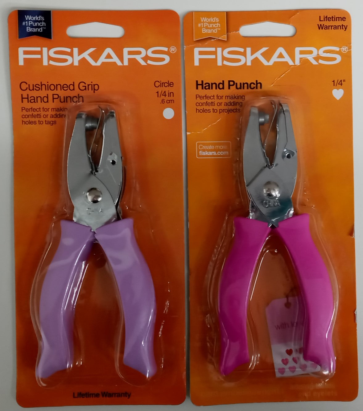 Fiskars 123670-1001 Heart & Circle 1/4" Hand Punches 2-pc set
