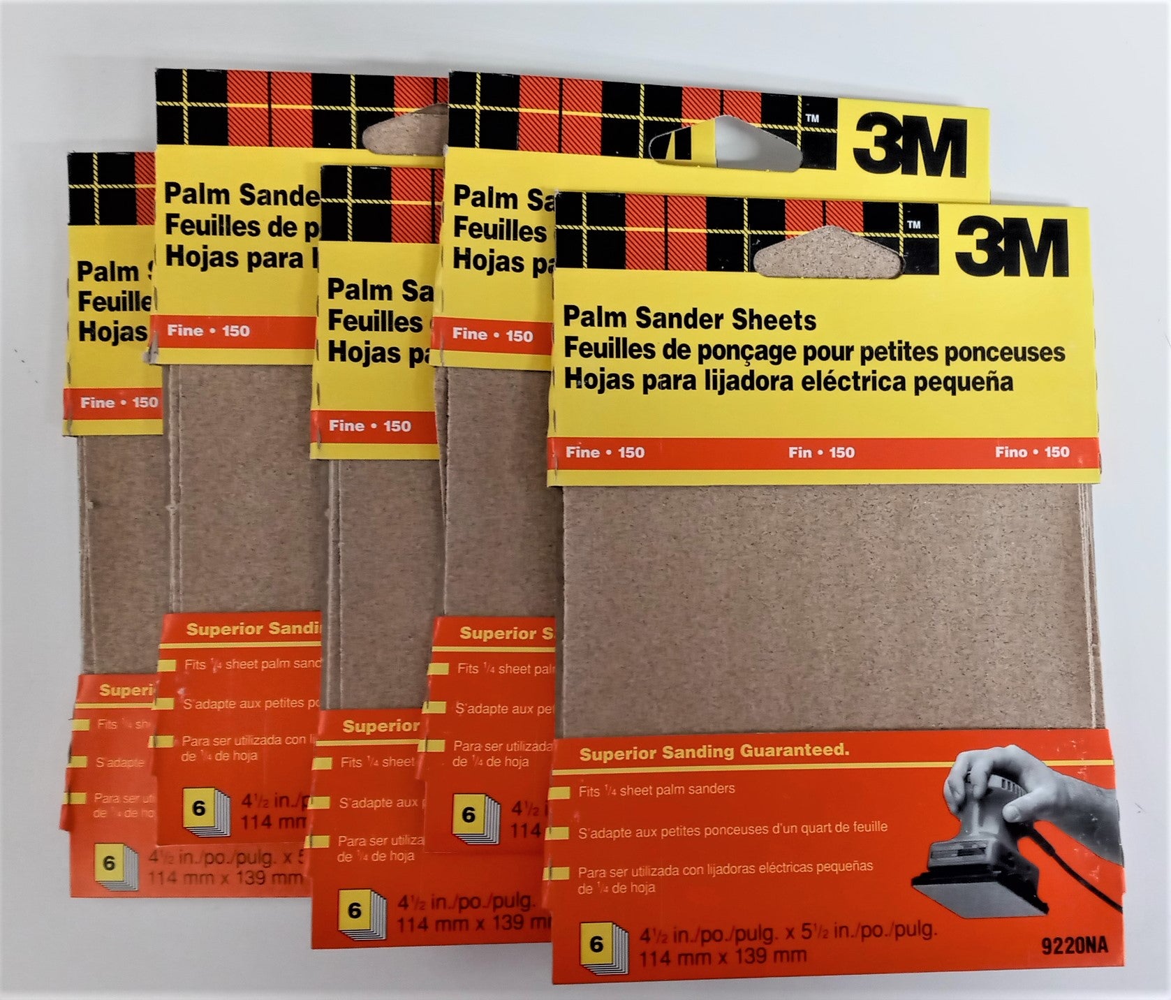 3M 4-1/2" x 5-1/2 Palm Sander Sheets 9220NA 5-6pks