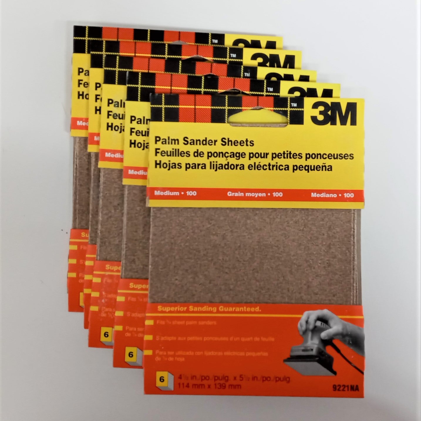 3M 4-1/2" x 5-1/2 Palm Sander Sheets Medium Grit 9221NA 5-6pks