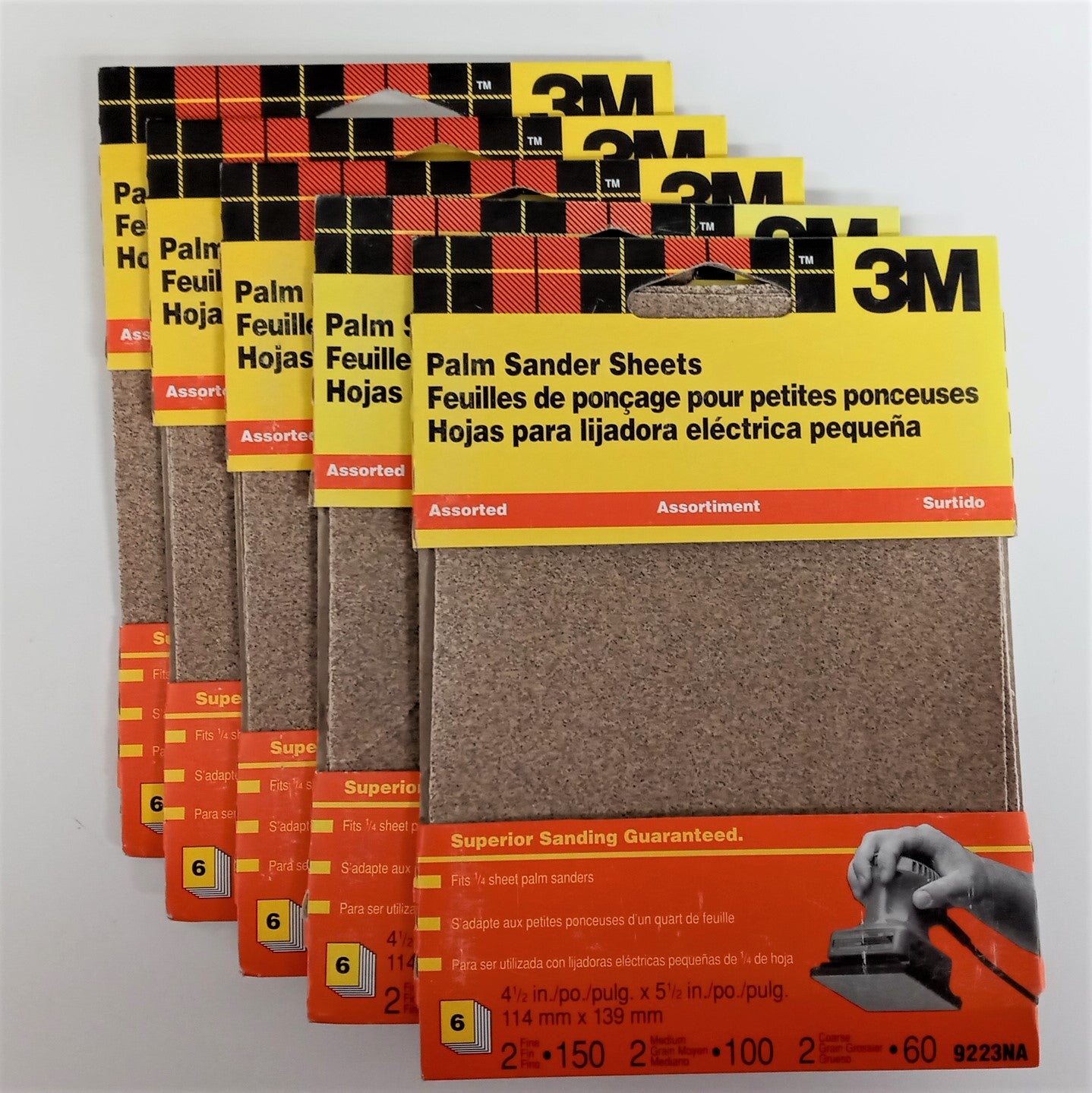 3M 4-1/2" x 5-1/2 Palm Sander Sheets Assorted Grit 9223NA 5-6pks