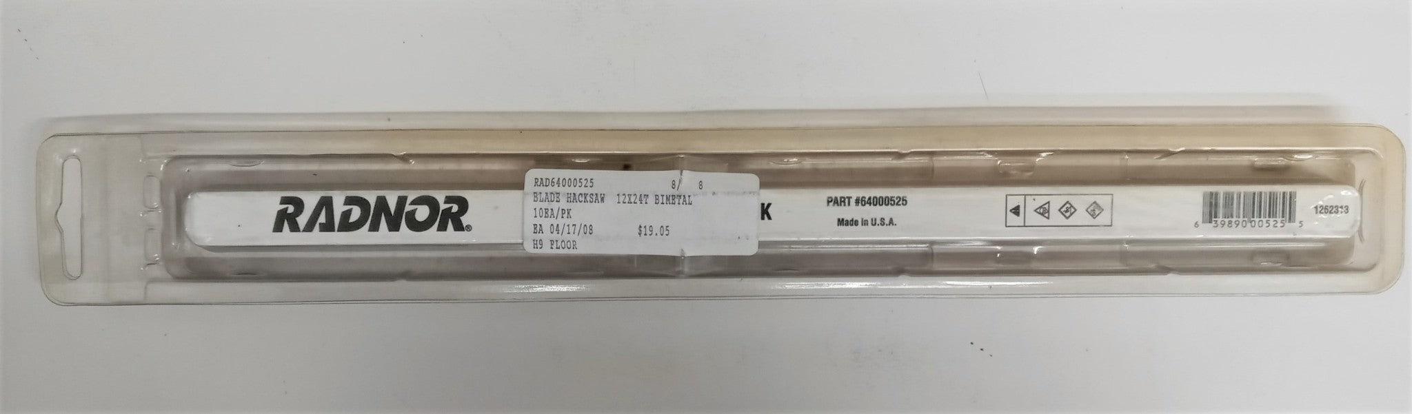 Radnor 64000525 Bi-Metal 12" 24T Hacksaw Blades 10pk USA
