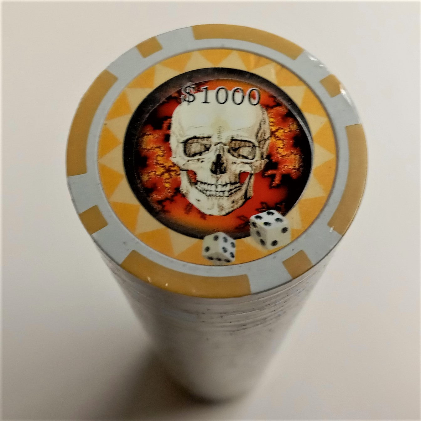 Yellow $1000 Skull Clay Casino Poker Chips 50pcs