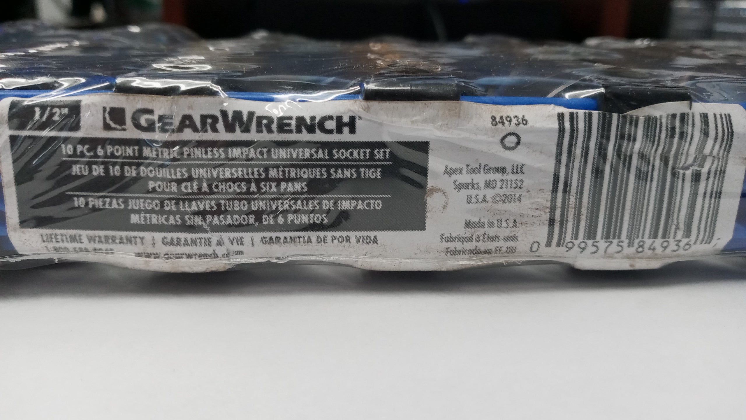 GearWrench 84936 10 Piece 1/2" Drive 6 Point Metric Pinless Impact Universal Soc