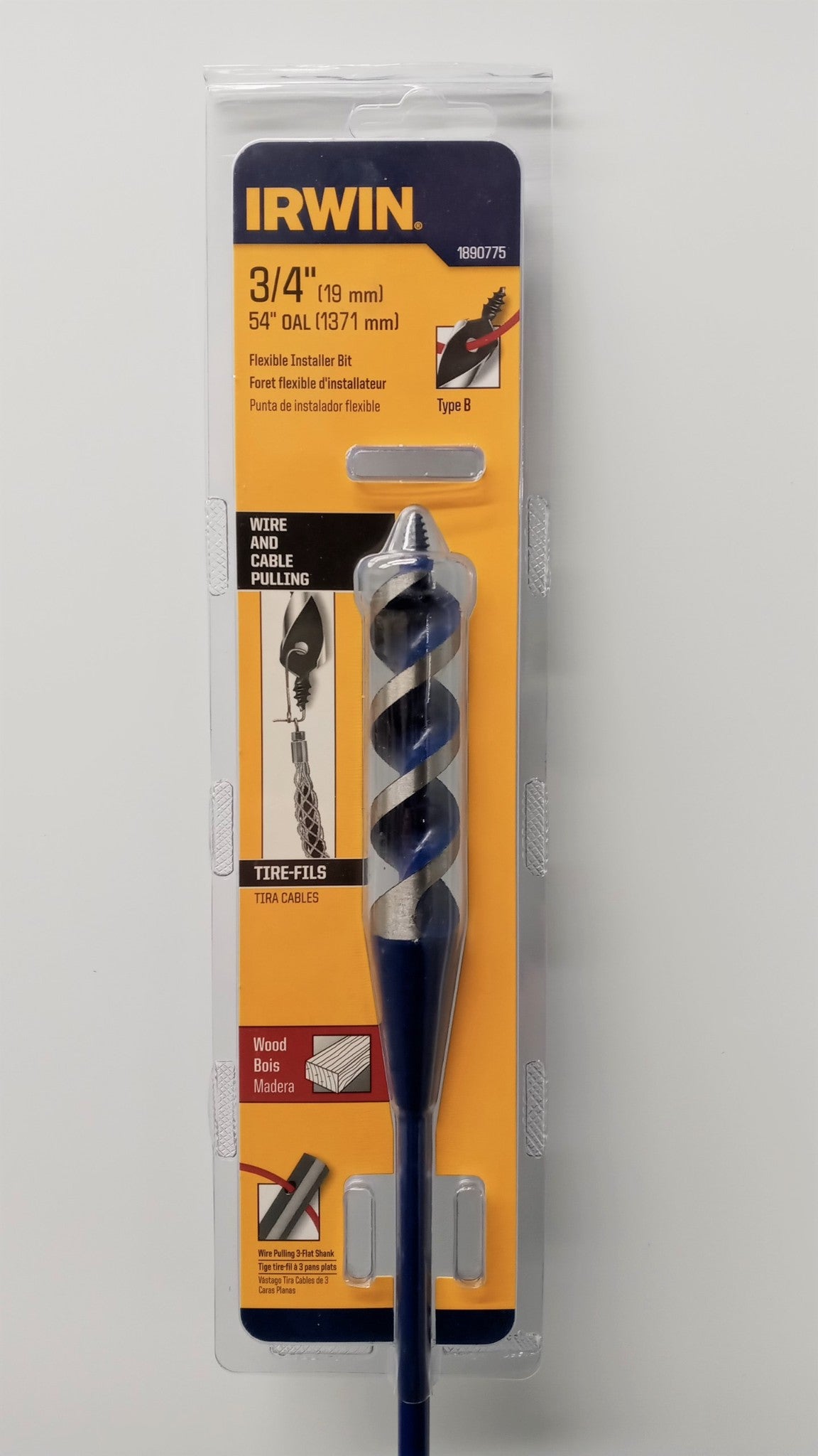 IRWIN 1890775 Flexible Installer Drill Bit With Auger Tip 3/4" x 54" Long