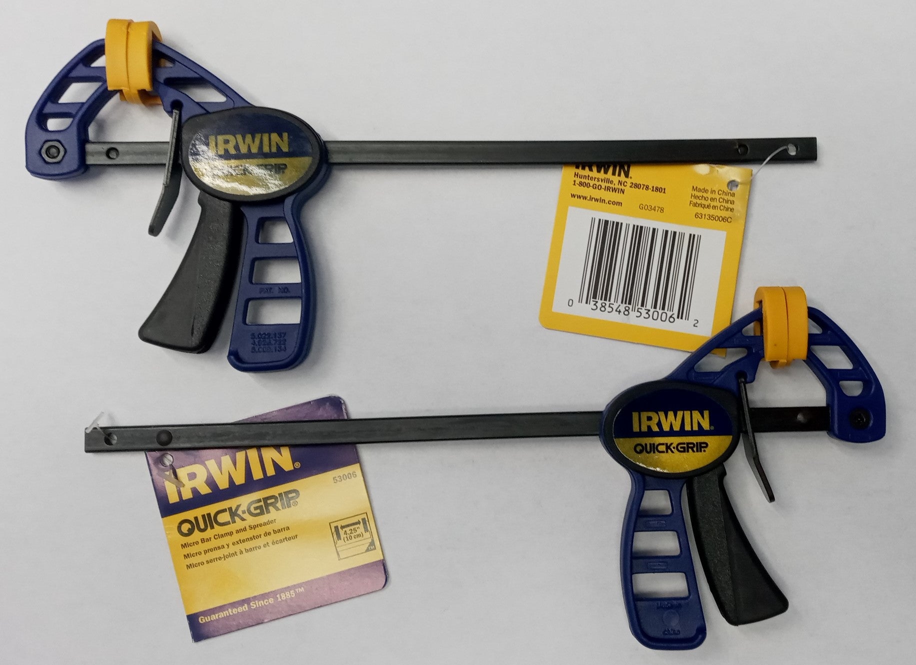 Irwin Tool 53006 Micro Quick-Grip Bar Clamp (4-1/4") And Spreader (8") 2pcs.