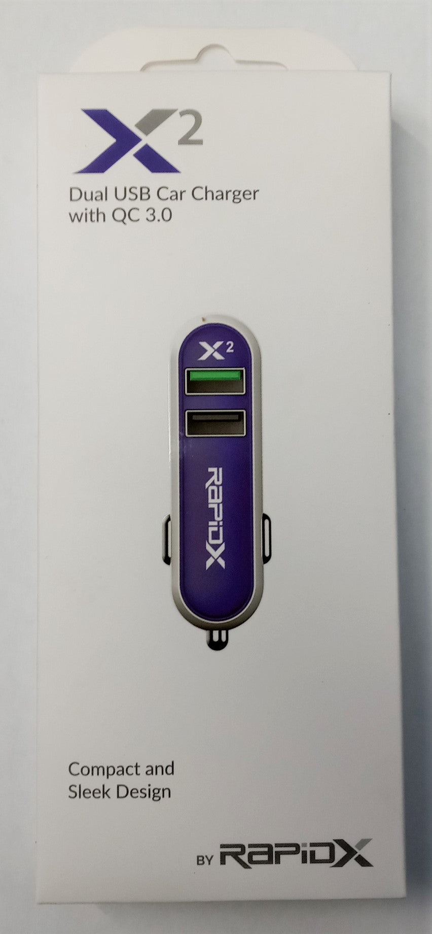 Rapidx RX-X2QCPUR X2 Dual USB Car Charger with QC 3.0