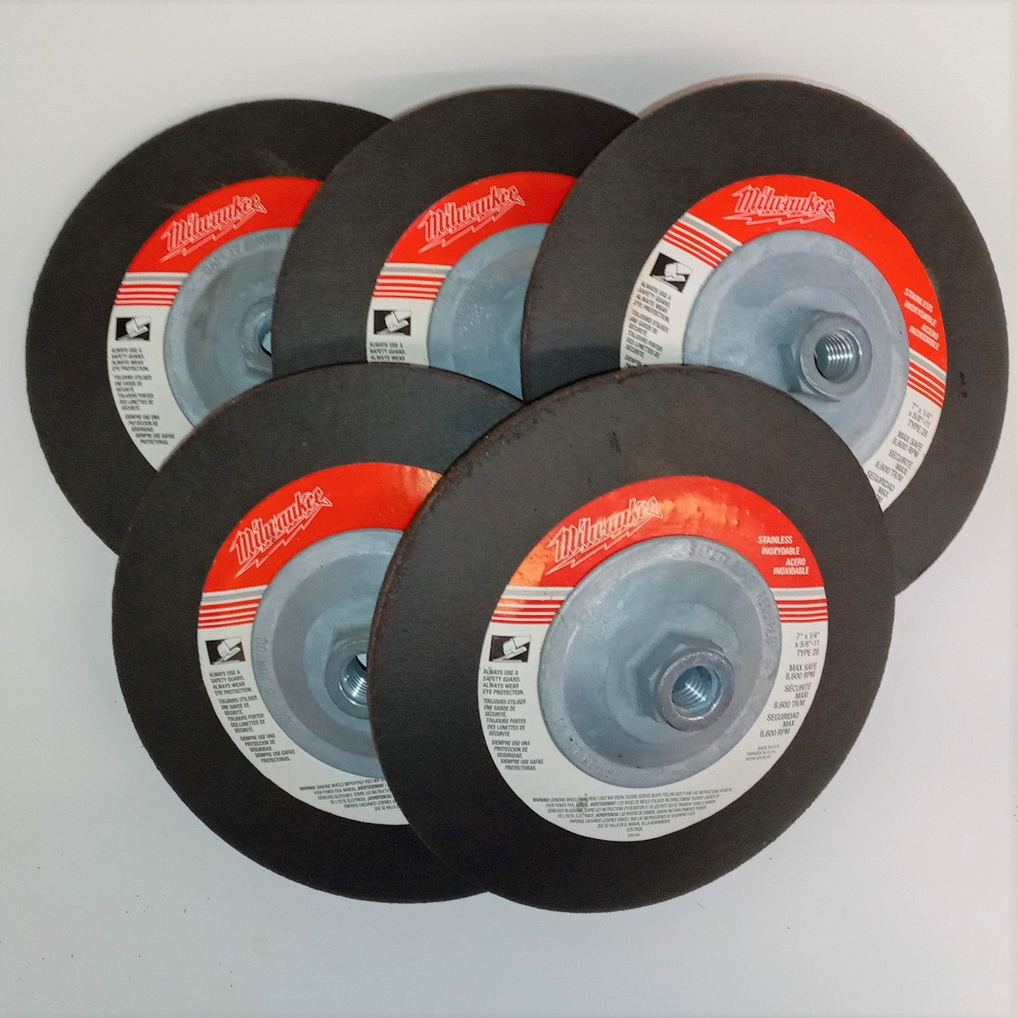 Milwaukee 49-92-3120 Stainless Grinding Wheel 7"x1/4"x5/8"-11 Type 28 USA 5pcs.