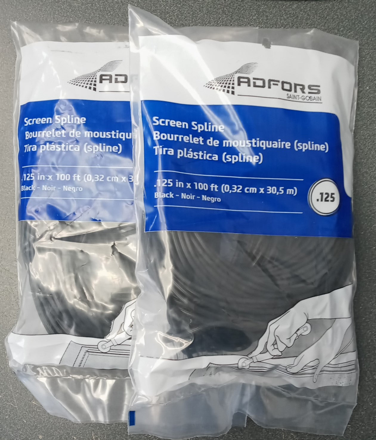 Adfors 70175 Screen Spline .125"x100' Black 2pks