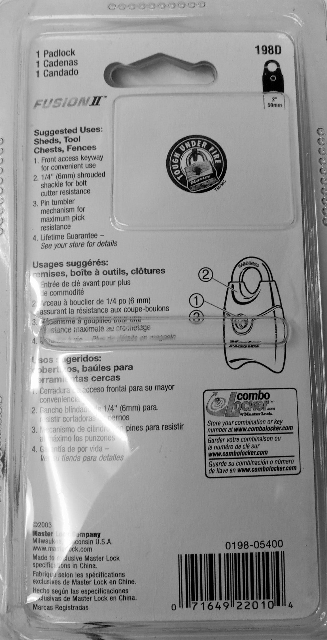 Master Lock 198D Fusion II High Tech Strength Hardened Padlock