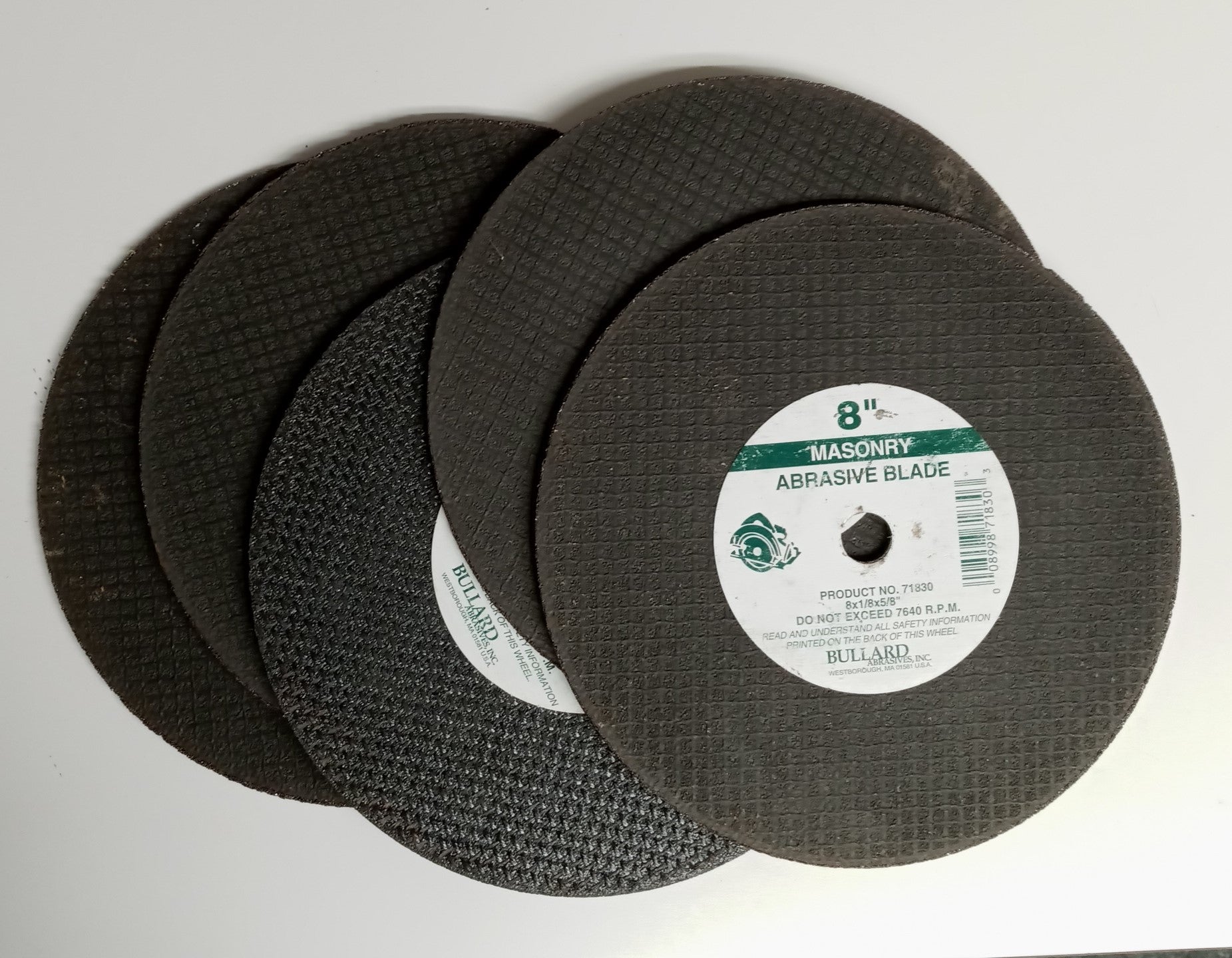 Bullard Abrasive 71830 Masonry 8x1/8x5/8" Cutting Wheels 5pcs