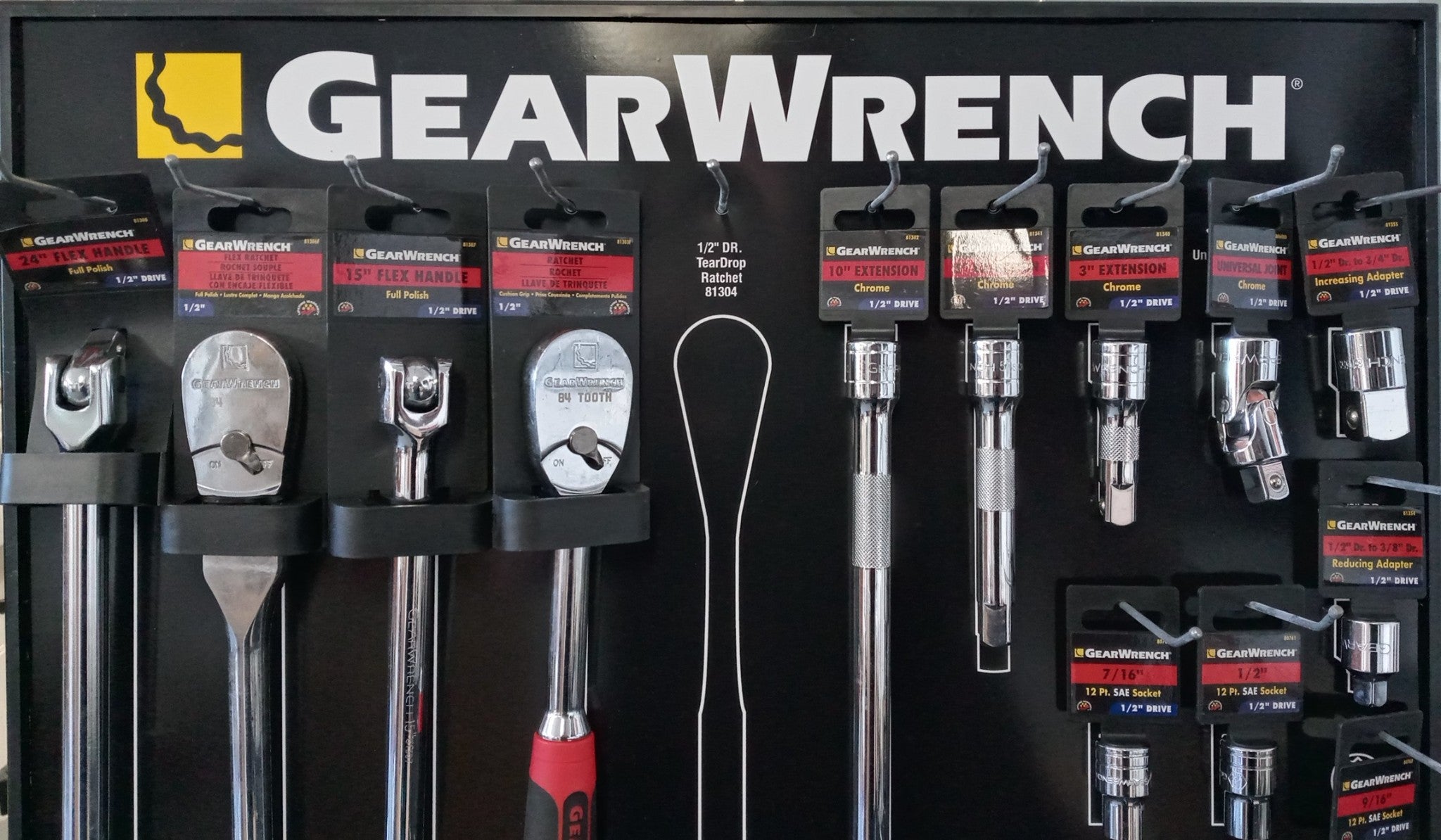 GearWrench 81435 Merchandiser Display 30pc 1/2 Drive Ratchet and Sock