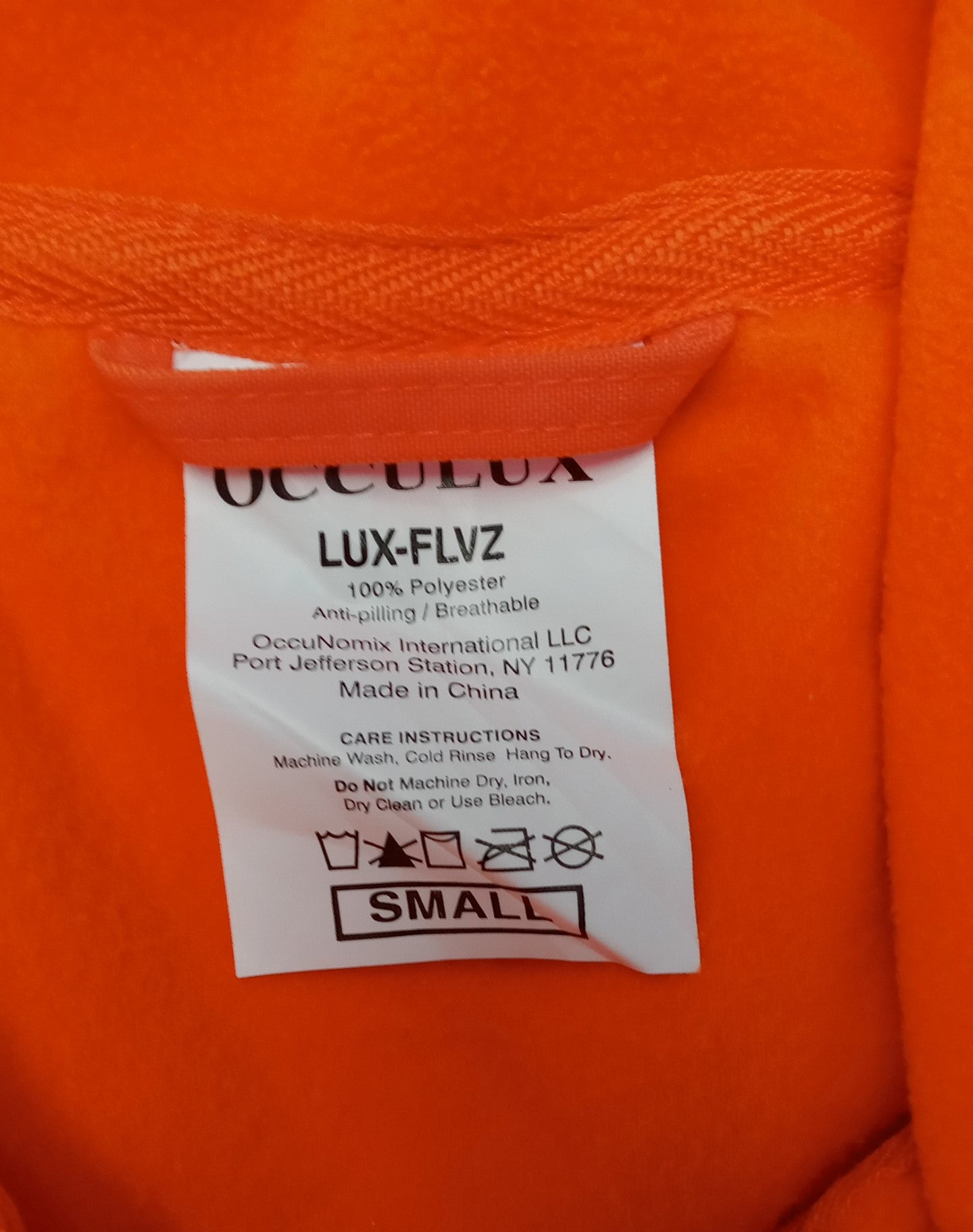 Occulux LUX-FLVZ Hi-Visibility Orange Fleece Vest Small